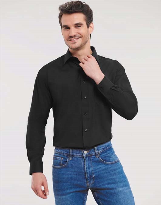 Men&#39;s Long Sleeve Polycotton Easy Care Poplin Shirt