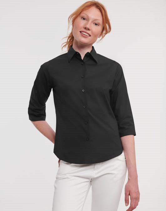 Ladies&#39; 3/4 Sleeve Easy Care Fitted Shirt